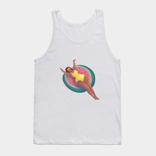 Girl In Swimming Pool Illustration, Watermelon Floaty Tank Top